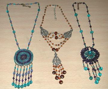 Pendant Look Necklace - Metal and Beads, 18-24 Inches Blue, Lobster Clasp, Elegant Beaded Pendant Style