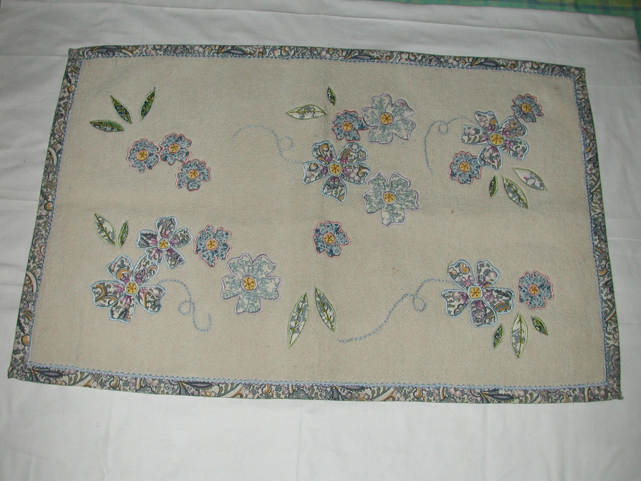 Woolen Hand Embroidered/ Patch Work on Rug/Durry