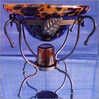 Fruit Bowl 10" Tortoise Shell Pattern with Iron Stand