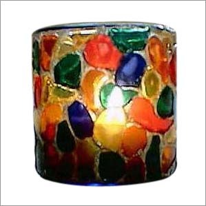 Votive Moasaic Painted 3" ht.