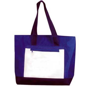 Nylon Shopping Bag with Zippered Pocket