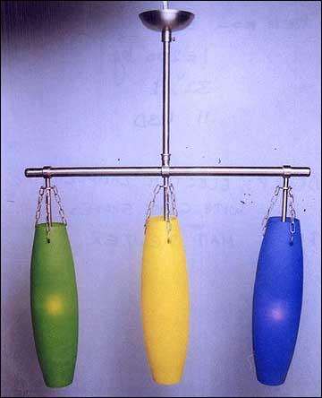 Brass Electric Lamp-Ceiling with Glass Shades