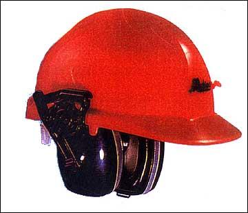 Safety Helmet with SLOT-FIX Ear Muffs - ABS Plastic One Size Red | Head and Hearing Protection Integrated Durable Design