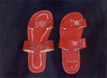 Footwear - Leather, Varied Sizes, Red | Embellished, Lightweight, Comfortable, Durable, Stylish, Breathable, Easy-to-Clean, Adjustable Strap