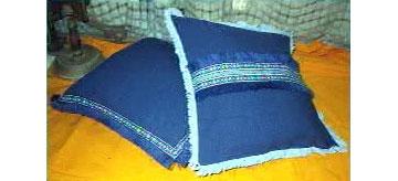 Cotton Indigo Cushion Covers with Trims