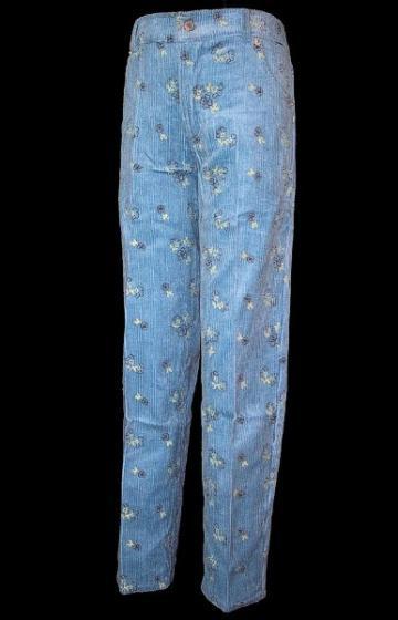 Big Flower Pants - Cotton, Size M, Blue | Elastic Waistband, Soft Fabric, Comfortable Fit, Durable Material