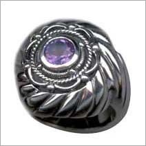 Jewellery - Sterling Silver, Size 8-12 | Elegant Design, Amethyst Gemstone Accent, Polished Finish