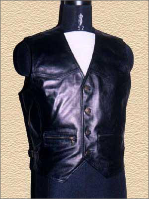 Leather Garments - Genuine Leather, S-XXL, Black | Button Closure, Two Pockets, Durable, Classic Style, Comfortable Fit