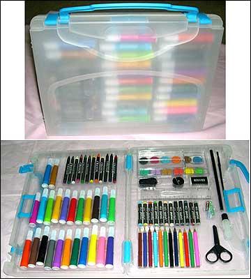 86 Pieces Color Art Set - Plastic, Paper 12x10x2 Inches, Multicolor | Portable Case, Creative Fun, Educational Tool