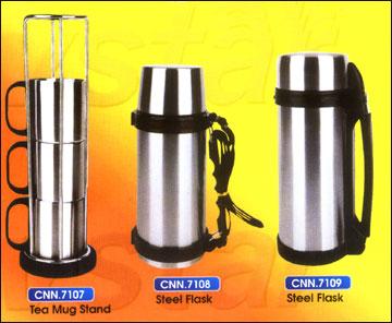 Tea Mug Stand & Steel Flasks