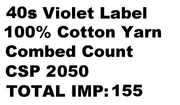 Yarn - 40s Cotton, Violet, CSP 2050 Combed | Soft, Durable, 100% Cotton