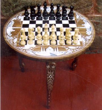 Chess table 20"white inlay work