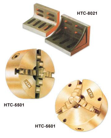 3 JAWS & 4 JAWS LATHE CHUCKS, C.I. ANGLE PLATES.
