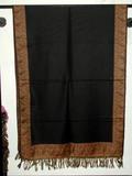 Jamavar Shawl - 100% Wool, 70x120 cm, Black | Classic Style, Elegant Design, Luxury Feel, Soft Wool, Versatile Use, Warmth, Fringed Finish