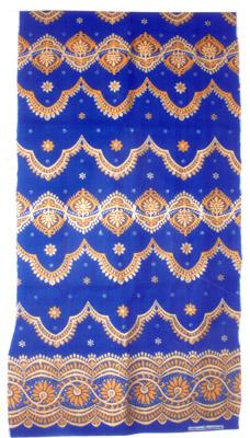 Polyester Rubber Flok Printed Fabrics/Sarees - 5.5 Meters 44 Inches Blue | Soft Texture Vibrant Prints Durable Material
