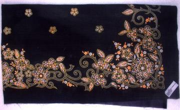 Polyester Rubber (Flok) Pearl Zari Printed Scarves