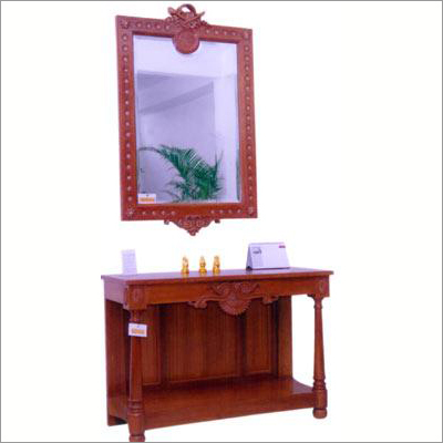 Mirror & Console - Wood 70x30x10cm Mahogany Finish | Elegant Antique Style Ample Storage Clear Reflection