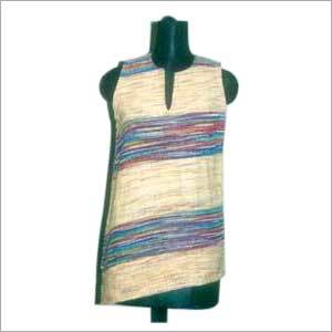 Ladies Sleeveless Top with Strips - Cotton Blend, 28 Inches, Beige | Stylish Design, Comfortable Fabric, Striped Pattern