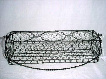 Garden Accessory - Metal Wire 12x6x4 Inches Black, Three-Section, Lightweight, Rustic, Elegant Design
