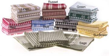 Tea Towels and Napkins - 100% Cotton Yarn Dyed Fabric, Colorfast 40-60°C, Absorbent Durable Soft
