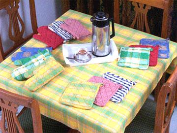 Table Cloth Set - 100% Cotton Yarn Dyed Fabric, Yellow, Various Sizes | Patterned, Durable, Colorfast, Machine Washable