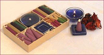 Incense Gift - Wooden Box 10x7x2 inches, 12-Piece Variety of Stick & Cone Incense, 6 Unique Scents, Soothing Aromas