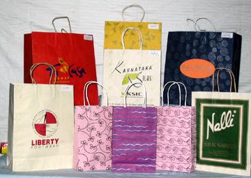 Bags made on machine from handmade paper