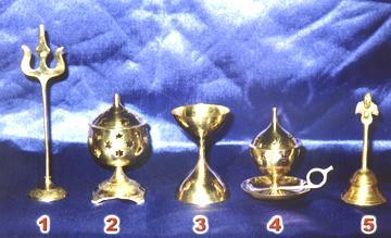 Brass Handicrafted Deepak, Trishul, Bell