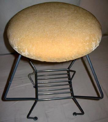 Stool - Metal and Fabric 16x16x18 Inches Beige | Comfortable Seating Durable Frame Easy Assembly