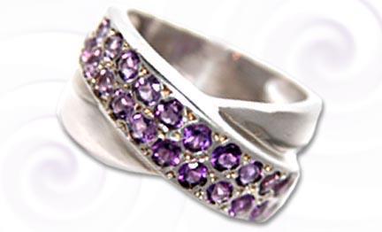 Designer ring studded with Beautiful Amethyst rounds