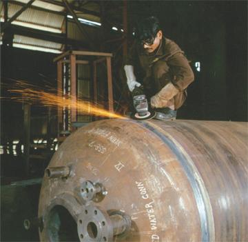 Boiler dishend grinding