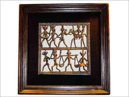 Brass Frame Sculpted By Lost-Wax Method - Brass, 13" x 13", Dark Brown, Intricate Design, Hand-Sculpted, Wall Decor