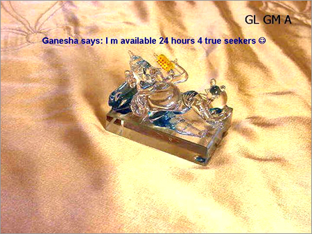 Ganesha on Mobile - Lead Crystal, 3"/4"/5" Sizes, Clear, Handcrafted Intricate Design