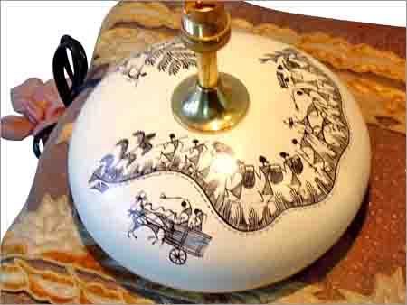 Warli Hand painted Lamp Base & Shade