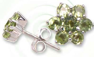 Diana Sterling Silver Earings studded with Brilliant Green Peridot.
