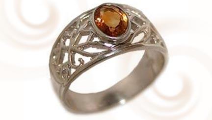 Beautiful Handcrafted Sterling Silver ring Studded with brialliant Citrine
