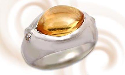 An Exclusive Sterling Silver Ring Studded With Citrine