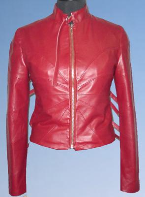 Ladies Fitted Jacket (Leather - Lamb Nappa Red)