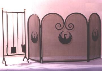 Fire Screen, Andiron & Fire Log Holder
