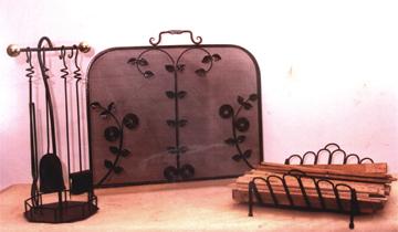 Fire Screen, Andiron & Fire Log Holder