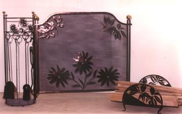 Fire Screen, Andiron & Fire Log Holder