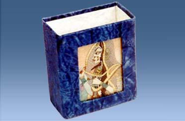Handmade Paper Pencil Stand - 4x3x2 Inches, Blue Matte | Elegant Design, Durable, Eco-Friendly, Handcrafted Desk Decor