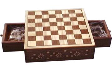 Wooden chess with drawer