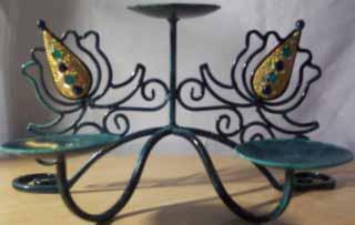 IRON Candle Holder - Iron, 12 Inches Height, Black Powder Coating, Two Holders, Stable Base, Elegant Design