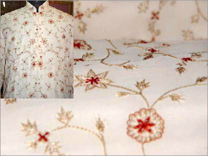 A Kurta Made in Pure Georgeotte Silk in Natural Colour With Kashmeri All Over Embroidery