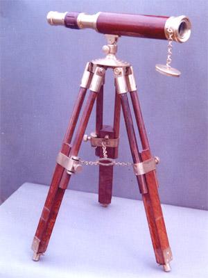 Telescope with Wooden Pipe and Stand