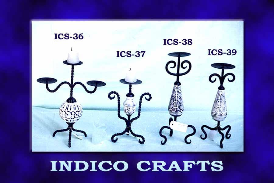 Wooden & Wrought Iron Candle Holders