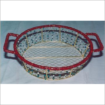 Oval Basket with Flouroscent Beads