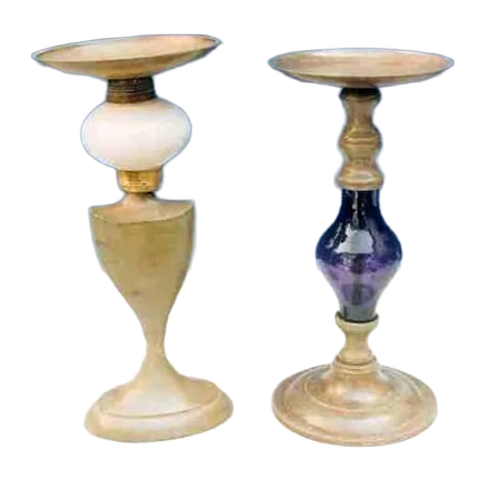 CANDLE HOLDERS - Brass & Glass, 10-12 Inches Height x 4-6 Inches Diameter | Classic Style for Candlelight Ambiance in Homes & Events