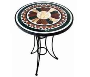 TABLE WITH INLAY MARBLE TOP